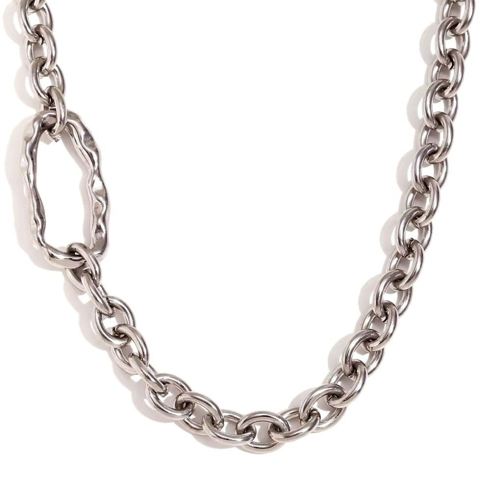 Chunky Chain Stainless Steel Silver Necklace